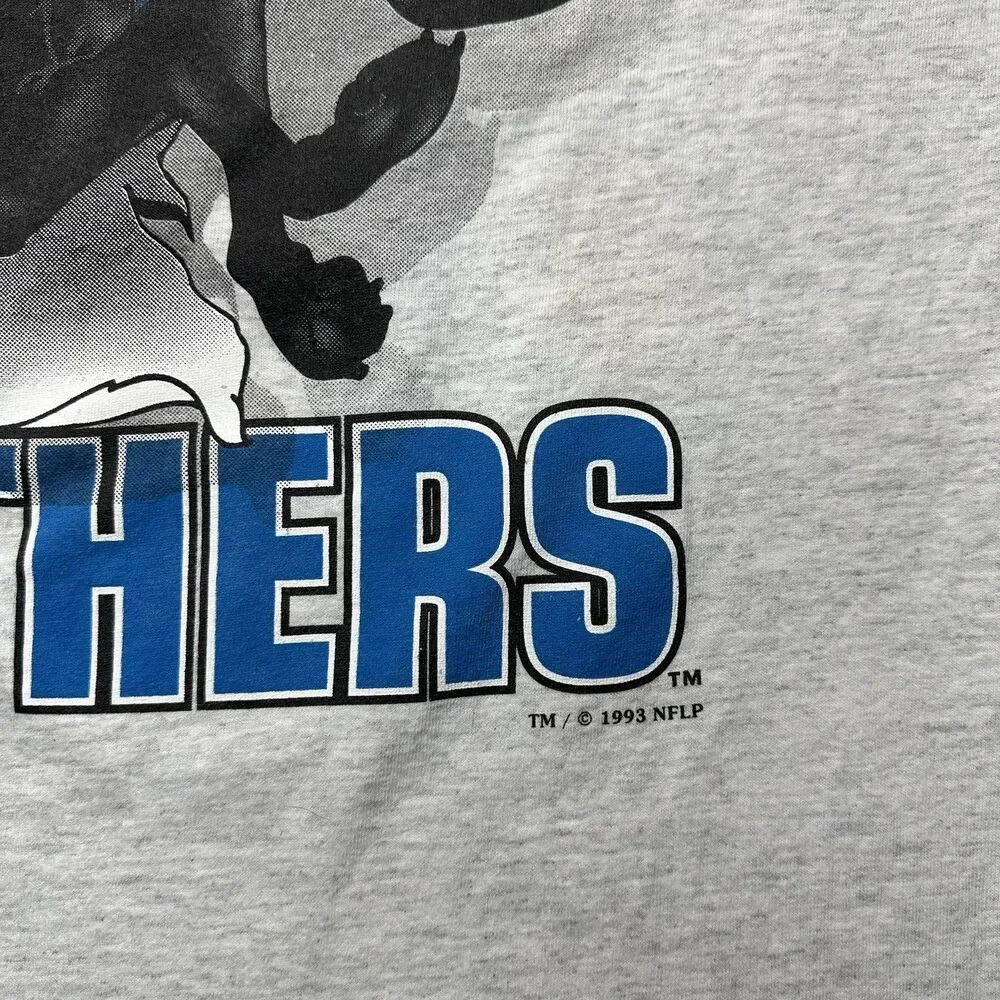 Vintage Carolina Panthers T-Shirt Large Nutmeg 1993 Double Sided USA Made - Picture 7 of 11